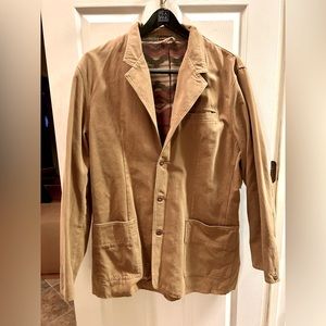 Men’s territory ahead Flannel lined khaki canvas blazer. Size XL.